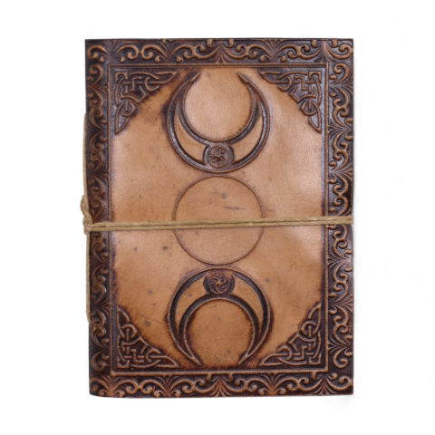 Produse noi - Agenda din piele naturala decorata in relief - Semiluna