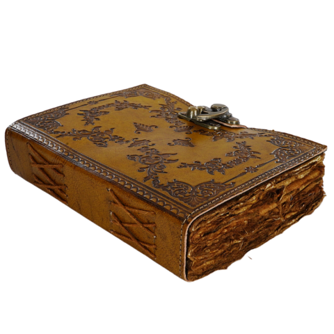 Cu pagini vintage, tip pergament - Agenda / Jurnal din piele naturala cu pagini tip pergament si inchidere metalica - Baroque