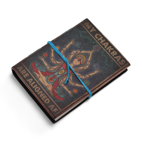 Agenda / Jurnal din piele naturala cu inchidere metalica imprimata cu mesaj - My chakras [4]