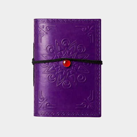 Produse noi - Agenda mica din piele naturala decorata cu piatra - Mov