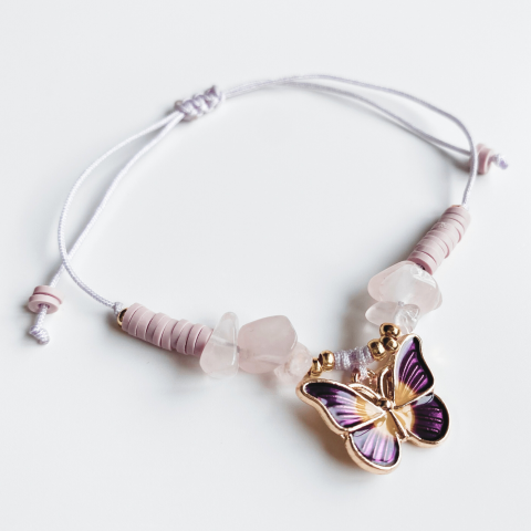 Set bratari cristale naturale de ametist si cuart roz - Iubire si echilibru [3]