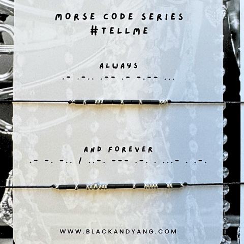 Set bratari minimaliste cuplu in Cod Morse cu mesaj - Always / And Forever [1]