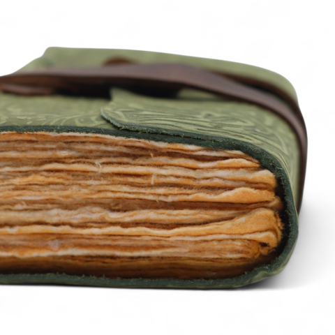 Agenda / Jurnal din piele naturala cu pagini tip pergament - Green Flowers [3]