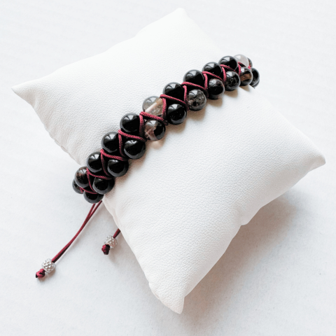 Set barbati cadou bratara si cristal brut - Turmalina neagra [1]