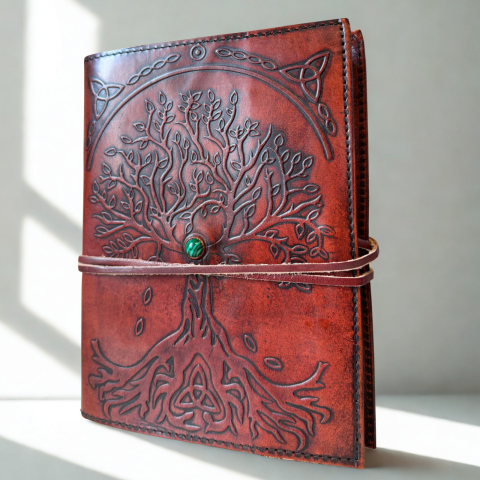 Produse noi - Agenda / Jurnal din piele cu copacul vietii si snur - medie