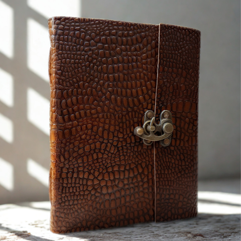 Produse noi - Agenda / Jurnal din piele naturala cu inchidere metalica - Croco