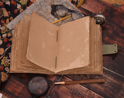 Agenda / Jurnal din piele vintage cu imprimeu fluture si mesaj, margini zimtate [6]