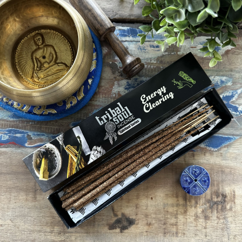 Aromaterapie si fumigatie - Betisoare parfumate din tamaie Tribal Soul cu suport Ceramic - Curatarea Energiei
