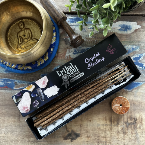 Aromaterapie si fumigatie - Betisoare parfumate din tamaie Tribal Soul cu suport Ceramic - Vindecare cu cristale