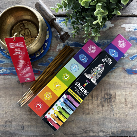 Aromaterapie si fumigatie - Betisoare parfumate Tribal Soul cu card de masaj  - 7 Chakre