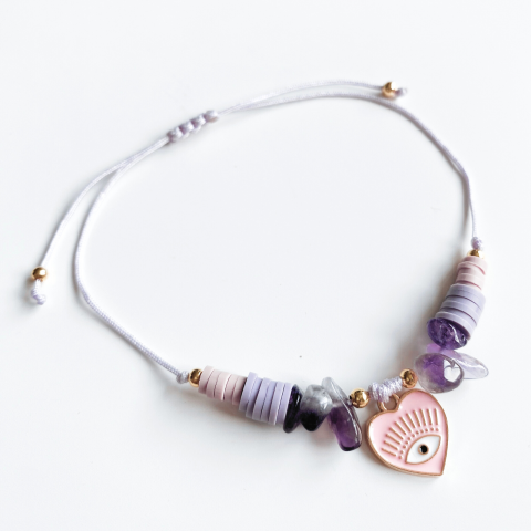 Bratara Cristal de Ametist cu pandantiv Evil Eye - liniste si armonie [1]