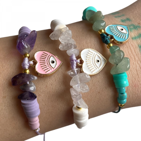 Bratara Cristal de Ametist cu pandantiv Evil Eye - liniste si armonie [2]