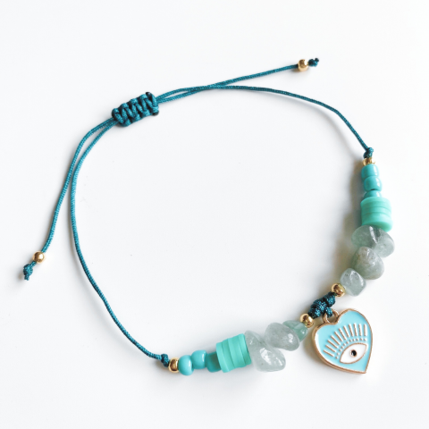 Bratara Cristal de Aventurin Verde cu pandantiv Evil Eye - prosperitate si abundenta [1]