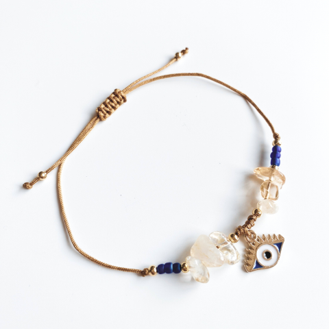 Bratara Cristal de Citrin cu pandantiv Evil Eye - prosperitate si succes [1]