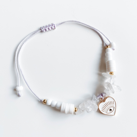 Bratara Cristal de Cuart transparent cu pandantiv Evil Eye - purificare si curatare [1]