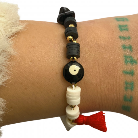 Bratara Evil Eye cu Onix si cuart transparent  - The Goddess [3]