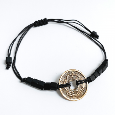 Bratara Feng Shui neagra cu moneda chinezeasca - noroc [2]