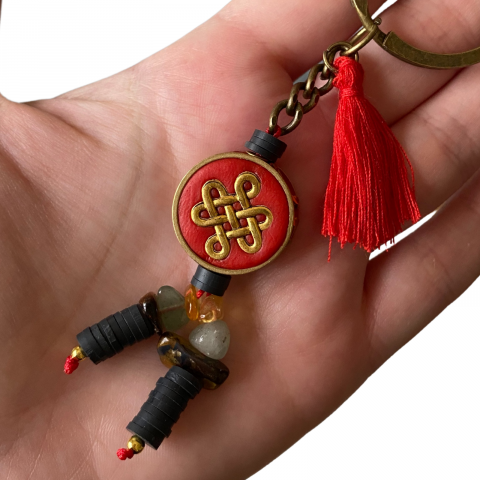 Breloc moneda chinezeasca cu aventurin, citrin si ochi de tigru [1]