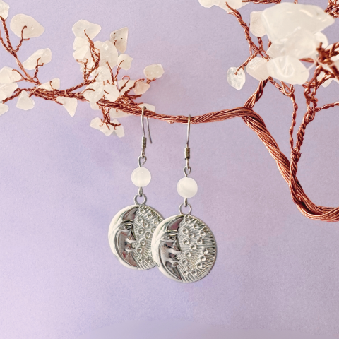 Cercei - Cercei argintii cu selenit - Moon
