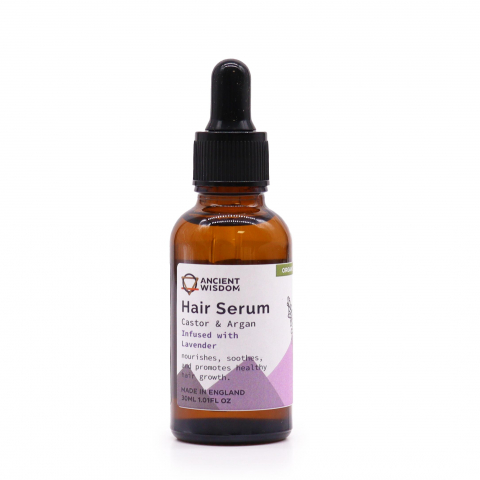 Ingrijire si relaxare - Serum tratament organic pentru par cu ulei de ricin si ulei de argan si ulei de lavanda - fortifiere si hidratare