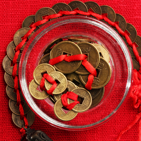 Set 10 monede chinezesti medii feng shui pentru noroc [1]