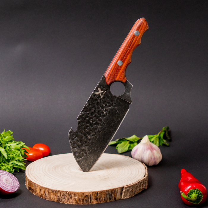 Нож Viking, Лов и бушкрафт, изковано покритие, стомана 4Cr13, дръжка от розово дърво, 27 см [9]