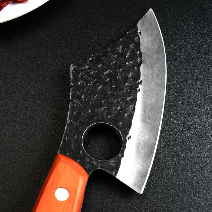 Нож Salmon, Лов и бушкрафт,  изковано покритие, стомана 4Cr13, дръжка от розово дърво, 27 см [10]