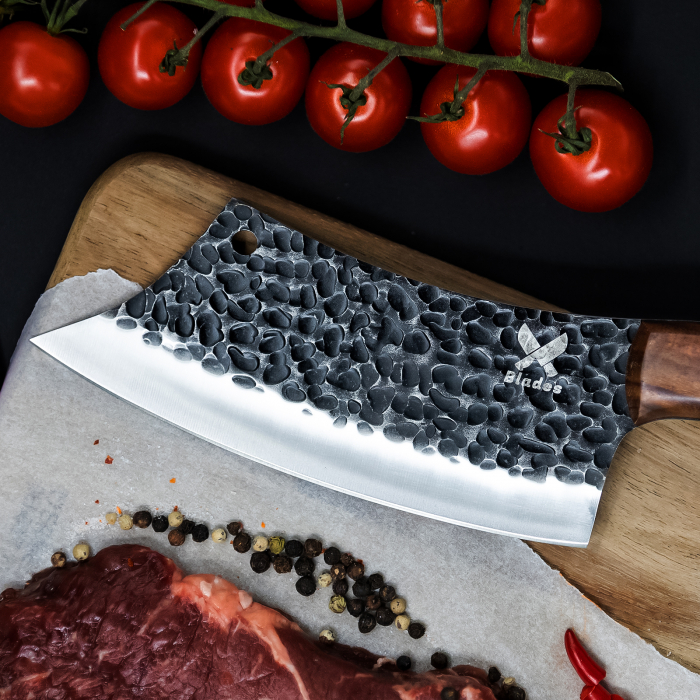 Сатър Angus, кухня и къмпинг,  На открито и Кухня, Кована ръчно изкована, Неръждаема стомана, Червена дръжка от сандалово дърво, Пълна дръжка 26 см [3]