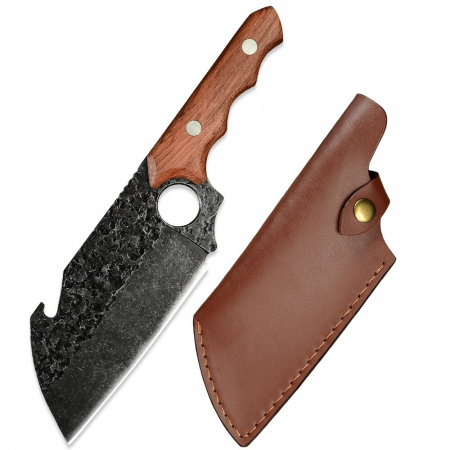 Нож Viking, Лов и бушкрафт, изковано покритие, стомана 4Cr13, дръжка от розово дърво, 27 см [1]