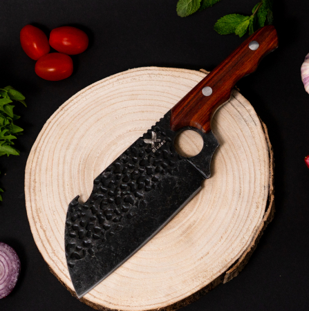Нож Viking, Лов и бушкрафт, изковано покритие, стомана 4Cr13, дръжка от розово дърво, 27 см [9]