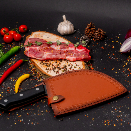 Сатър Bark, кухня и къмпинг,  Малко изковано покритие, Стомана 3Cr13, Дървена дръжка Pakka, 30 см [8]