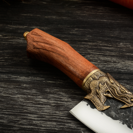Нож Golden Dragon II, кухня и къмпинг, ковано покритие, стомана 7Cr17, дръжка от палисандрово дърво, 27.5 cm [9]