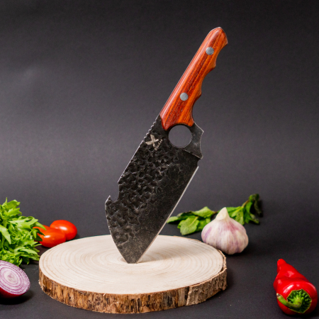 Нож Viking, Лов и бушкрафт, изковано покритие, стомана 4Cr13, дръжка от розово дърво, 27 см [8]