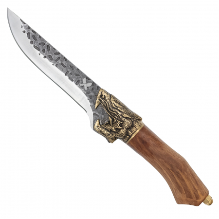 Нож Golden Dragon I, кухня и къмпинг, изковано покритие, стомана 7Cr17, дръжка от палисандрово дърво, 29,5 см