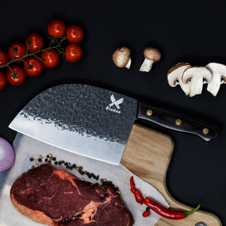 Сатър Bark, кухня и къмпинг,  Малко изковано покритие, Стомана 3Cr13, Дървена дръжка Pakka, 30 см [4]