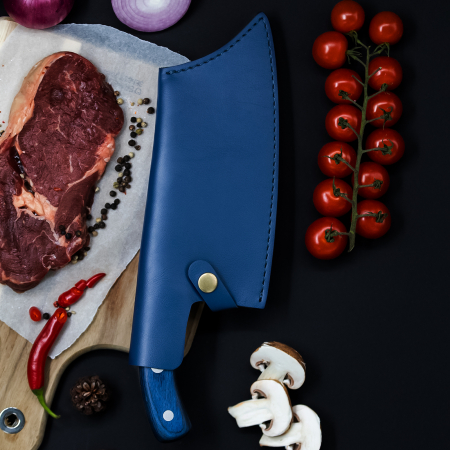 Сатър Blue Angus, кухня и къмпинг, изковано покритие, лилава стомана 4Cr13, дръжка от дърво Pakka, 30,5 cm [4]