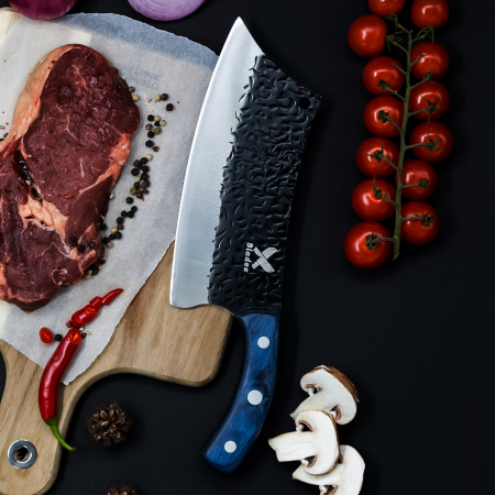 Сатър Blue Angus, кухня и къмпинг, изковано покритие, лилава стомана 4Cr13, дръжка от дърво Pakka, 30,5 cm [1]