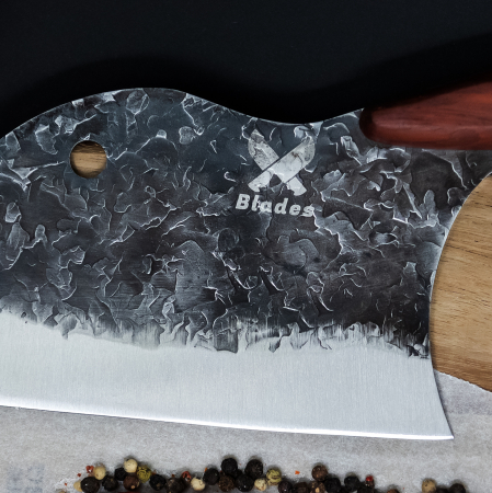 сатар Swan, кухня и къмпинг, изковано покритие, лилава стомана 5Cr13, дръжка от жълто розово дърво, 32 см [4]