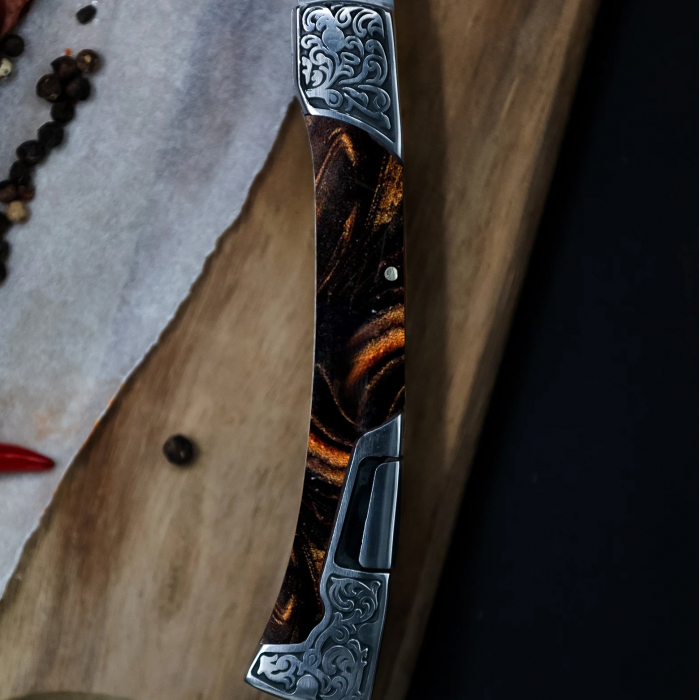 Hassan II zsebkés, kempingezés és túrázás, Rozsdamentes acél 440B, 24 cm [5]