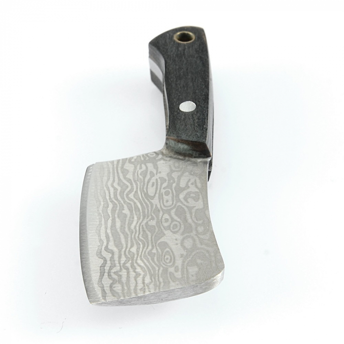 Mini-Cleaver kulcstartó, damaszkuszi mintás kivitel, fa fogantyú, tok és doboz mellékelve, Blades® [5]