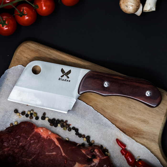 Rabbit Mini-Cleaver, konyha és kemping, acél 4Cr13, Pakka fa nyél, 19 cm [2]