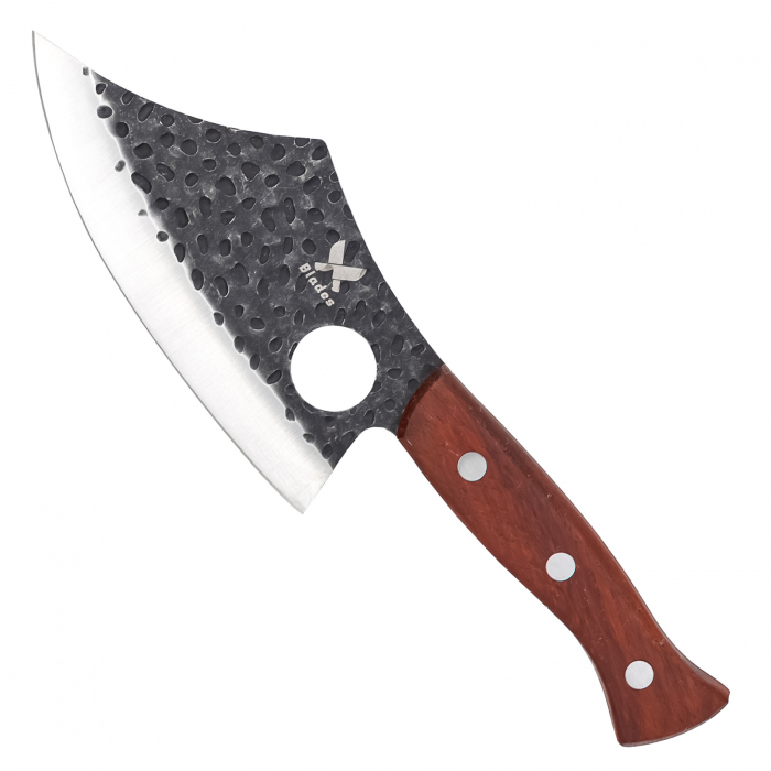 Salmon Kés, vadászat és bozótmesterség, kalapált hammerhead, 4Cr13 acél, rózsafa nyél, 27 cm [1]