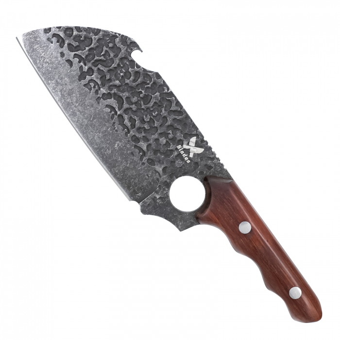 Viking kés, vadászat és bozótmesterség, kalapált hammerhead, 4Cr13 acél, rózsafa nyél, 27 cm [1]
