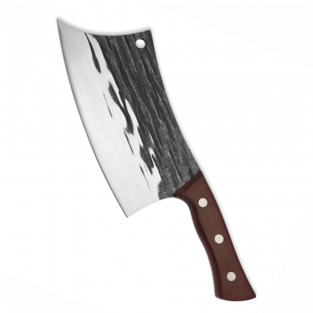 Bárdok konyha - Bison I bárd, konyha és kemping, Wave Finish, Acél 5Cr15, Szantálfa nyél, Full Tang 32 cm
