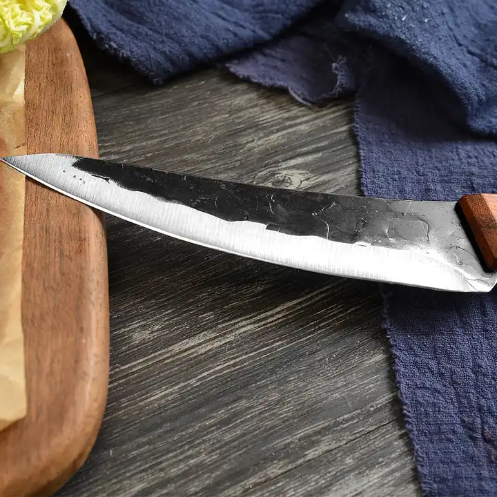Subtility kés, horgászat és vadászat, kalapált felület, 4Cr13 acél, Sapele fa nyél, 26,5 cm [2]