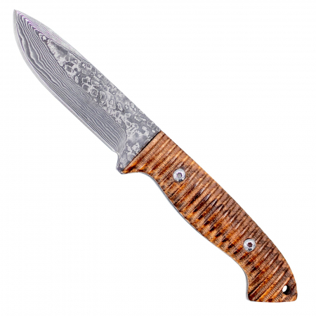 Bushcraft kések - Zebra kés, vadászat és bozótmesterség, VG10 damaszkuszi acél, zebra fa nyél, 22 cm
