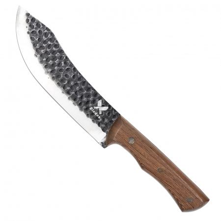 Konyhai kések - Praetorián I kés, konyha és kemping, kalapált hammerhead, 5Cr15 acél, Wenge fa nyél, 29 cm