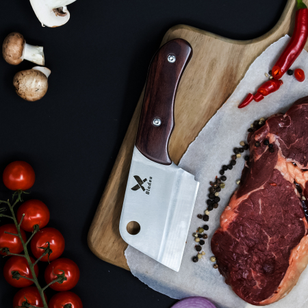 Rabbit Mini-Cleaver, konyha és kemping, acél 4Cr13, Pakka fa nyél, 19 cm [2]
