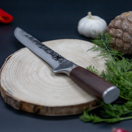 Trout III Kés, horgászat és vadászat,  kalapált hammerhead, 5Cr15 acél, Wenge fa nyél, 29,5 cm [2]