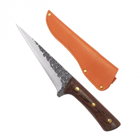 Csont nélküli – menetes kések - Wand II Kés, horgászat és vadászat, kalapált hammerhead, 4Cr13 acél, Wenge fa nyél, 26 cm